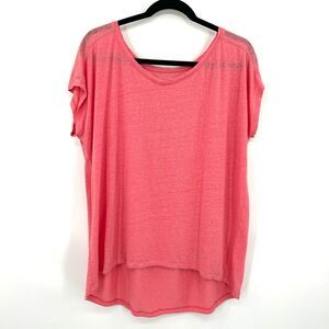 EILEEN FISHER Pink 100% Linen Relaxed Fit Oversized Short Sleeve Top Size Medium